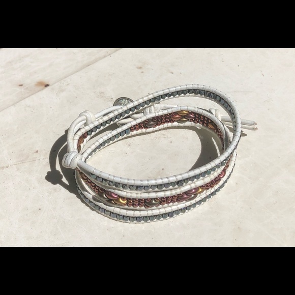 Three Wrap Leather Bracelet Handmade - Picture 4 of 6